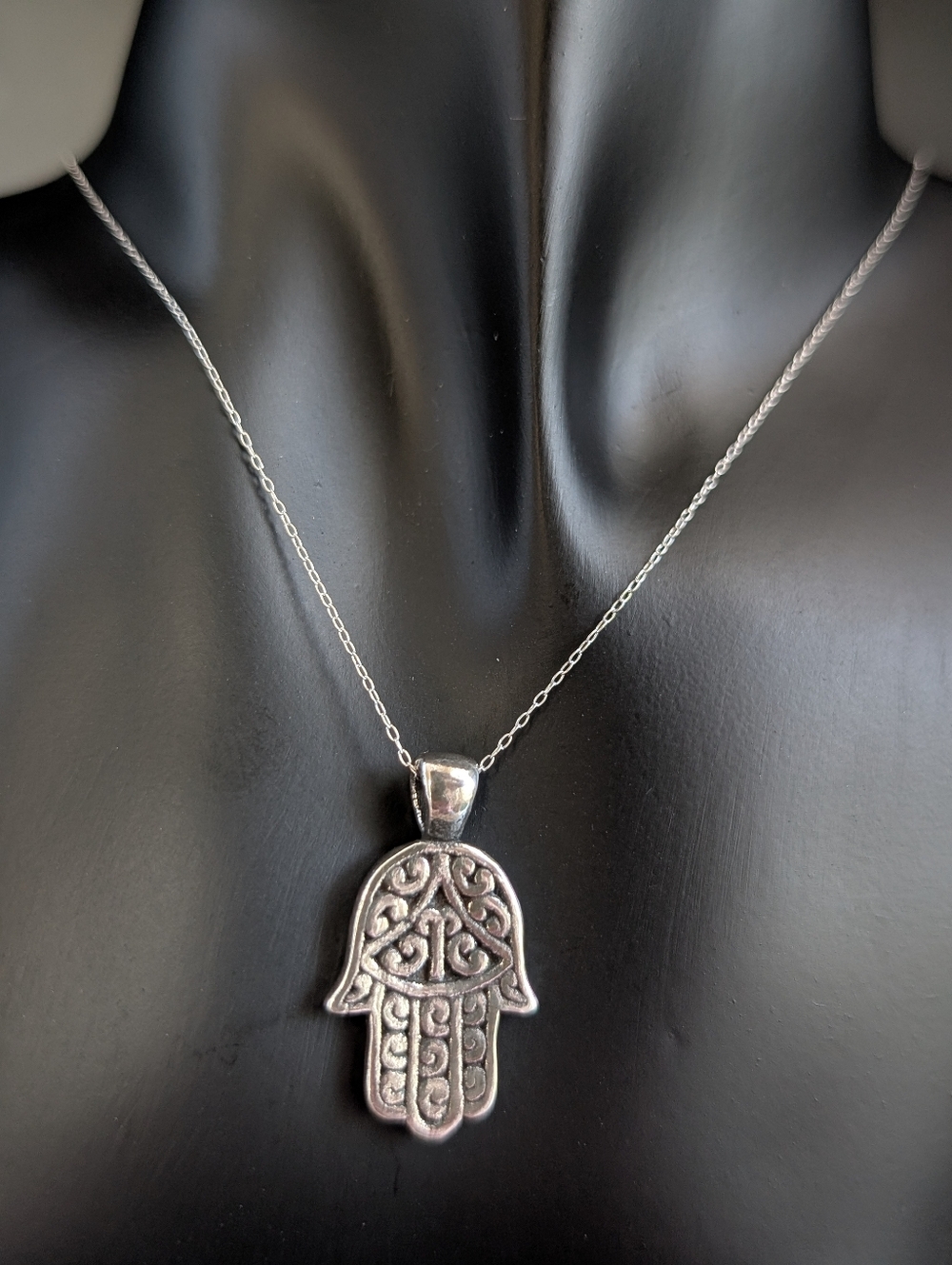 Sterling Silver Hamsa Pendant Necklace